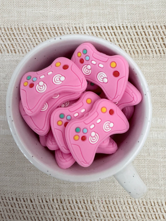 Pink Gaming Controller Focal Bead
