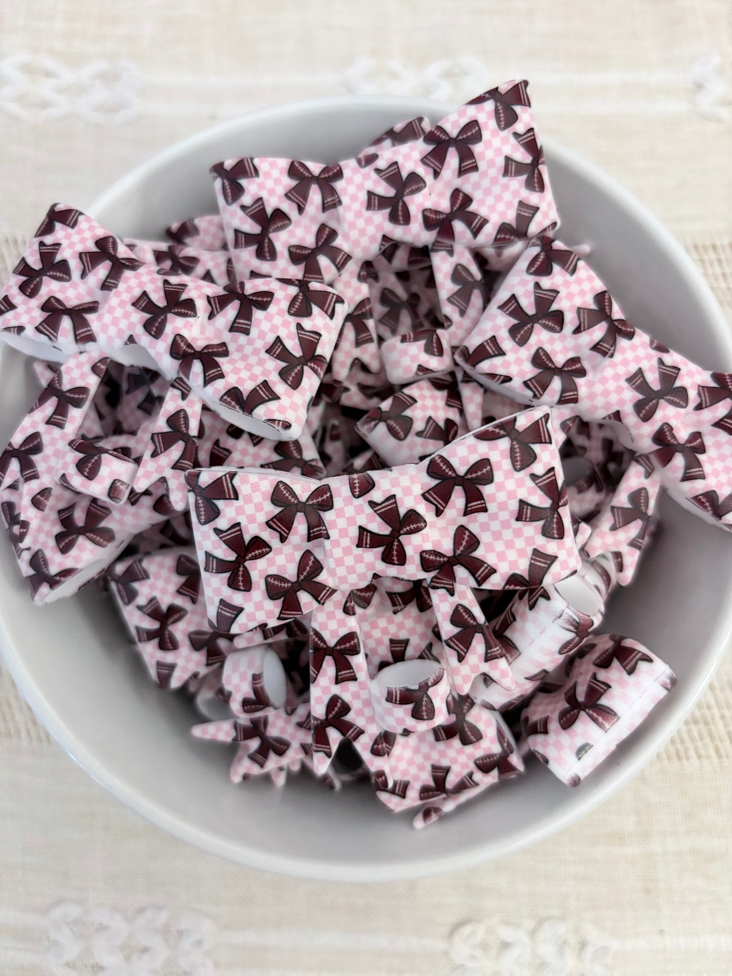 Football Bows Silicone Straw Topper