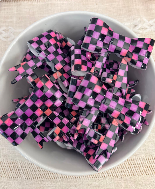 Checkered Pink and Orange Silicone Straw Topper