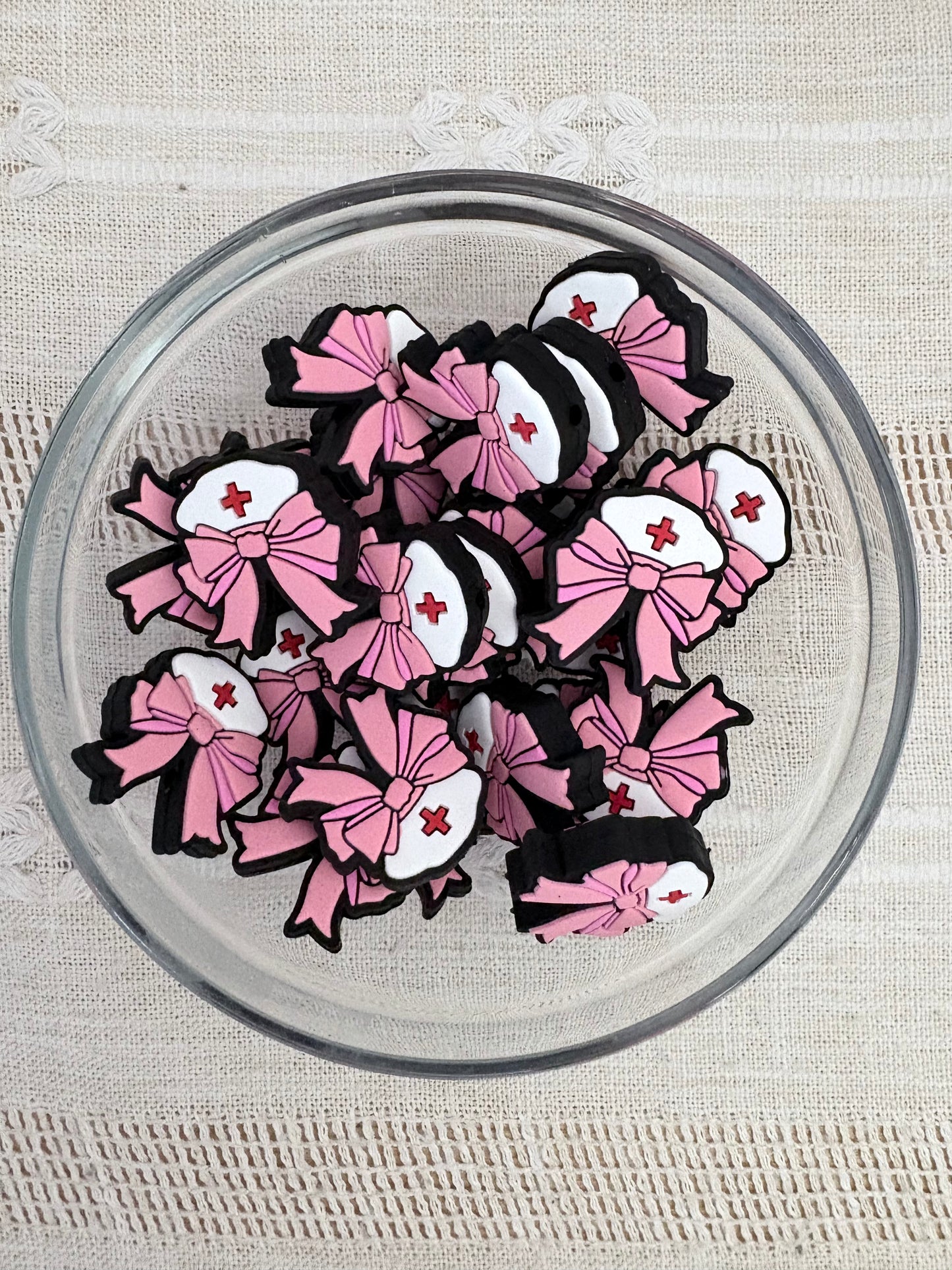 Pink Nurse Bow Focal Bead