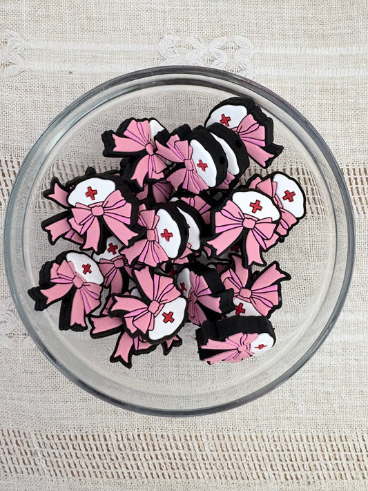 Pink Nurse Bow Focal Bead
