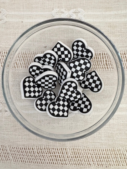 Checkered Heart Focal Bead