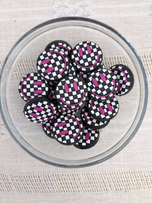 Checkered Smiley Focal Bead