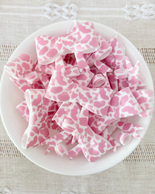 Pink Cow Print Silicone Straw Topper