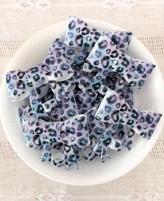 Purple Animal Print Silicone Straw Topper