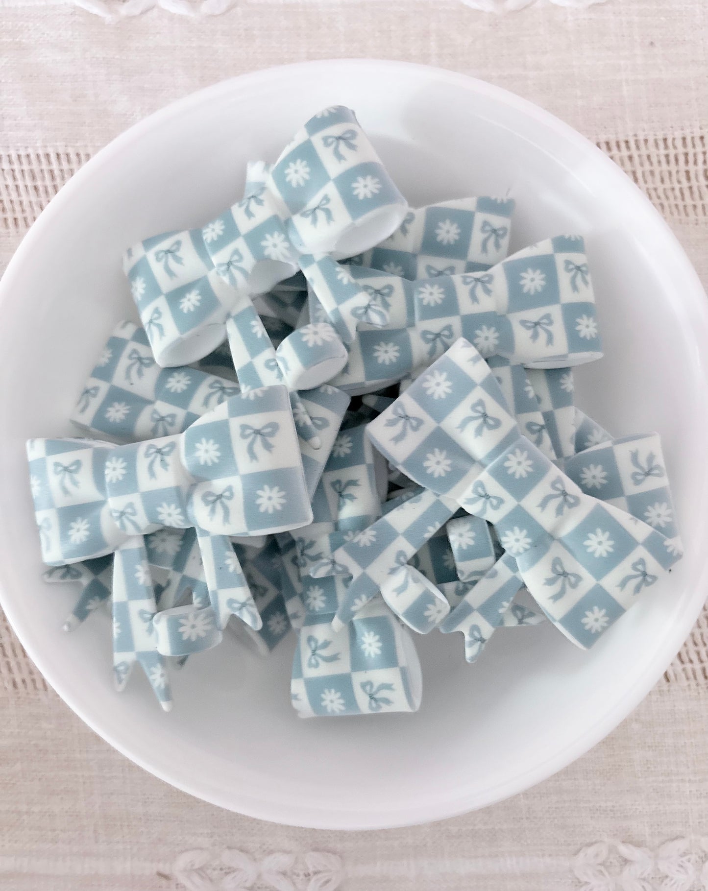 Blue Bows Silicone Straw Topper