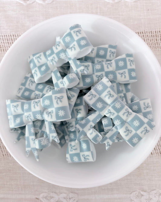 Blue Bows Silicone Straw Topper