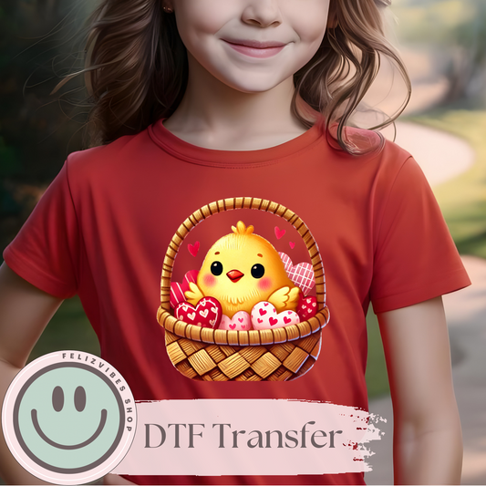 Chick in Basket Kids DTF Print