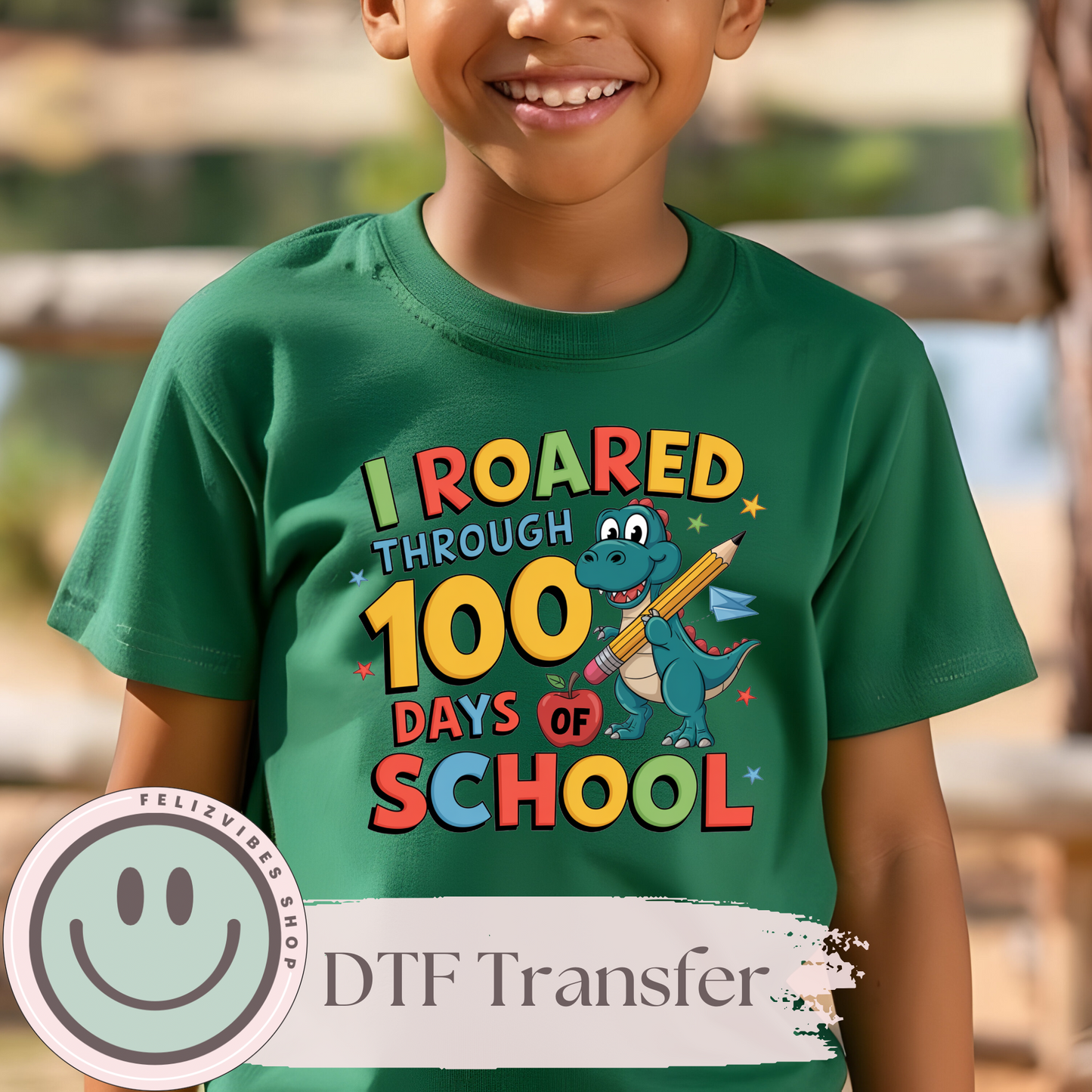 Dino 100 Days of School Kids DTF Print