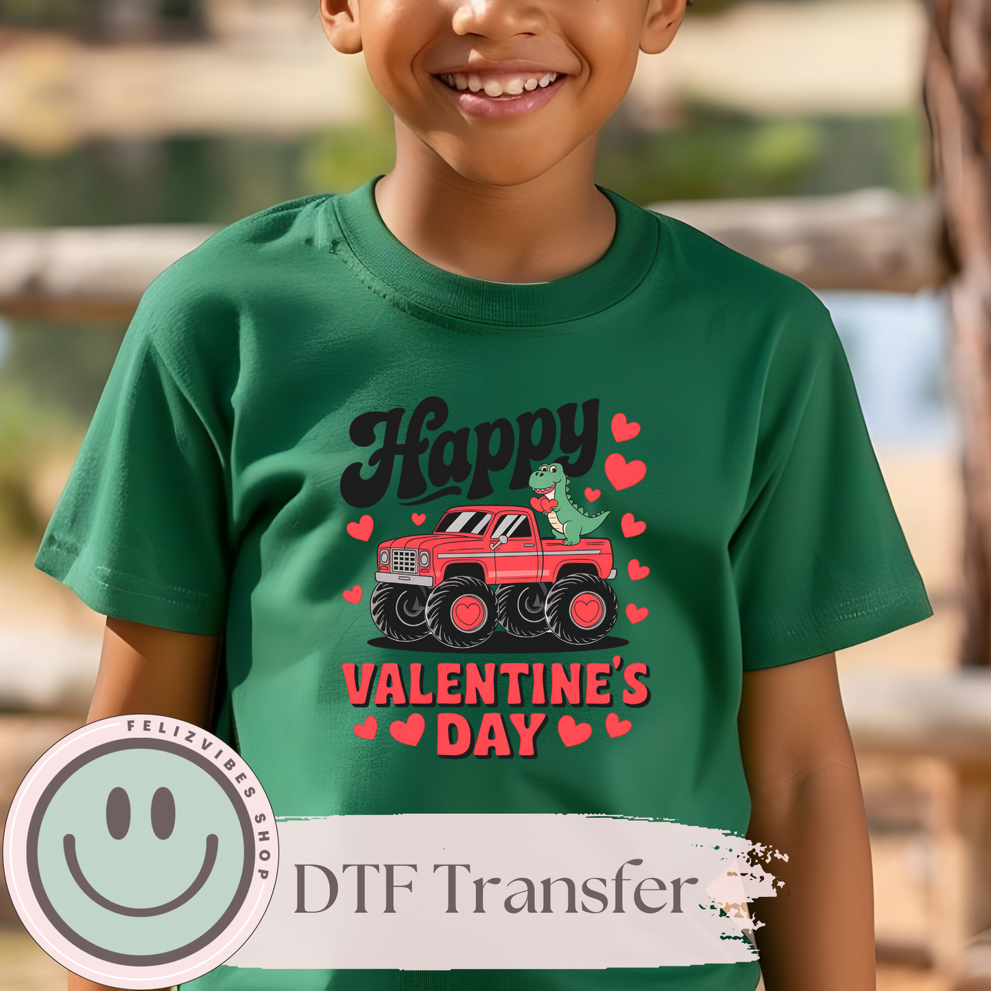 Happy V Day Monst Truck Kids DTF Print