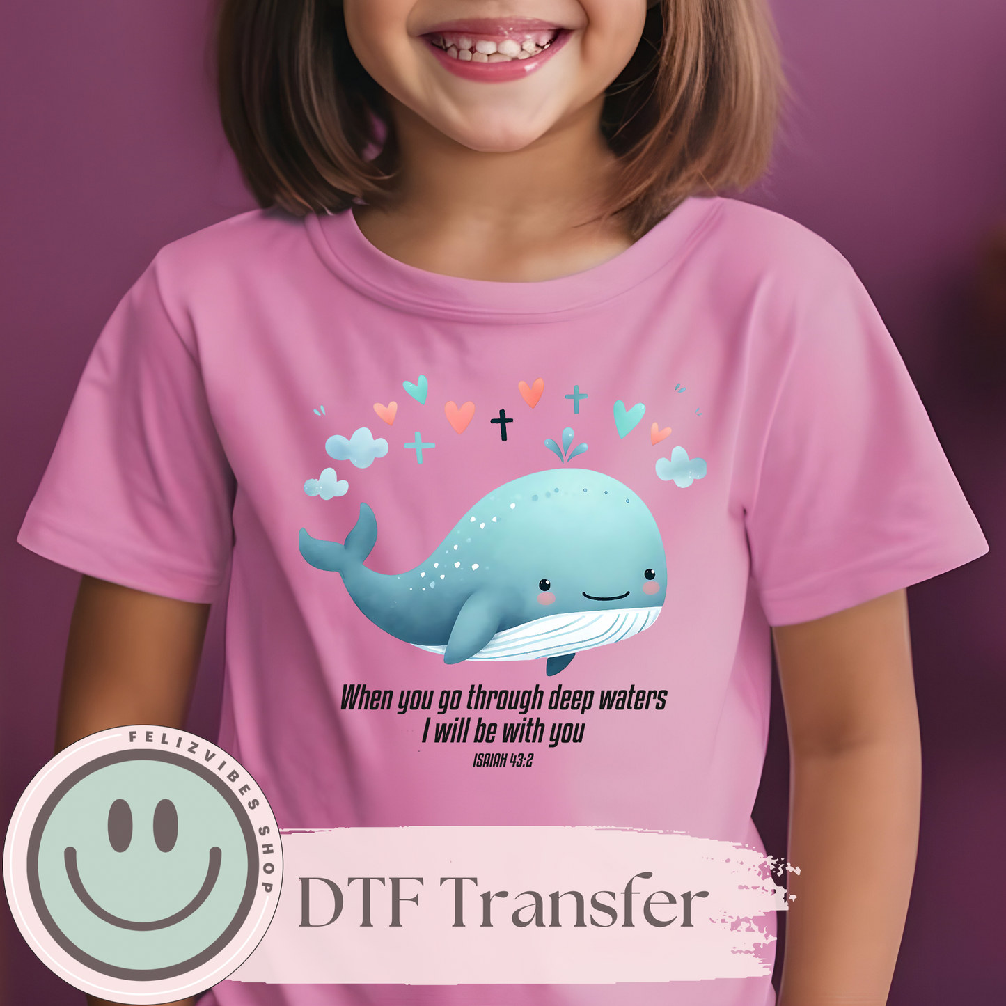 Whale Faith Kids DTF Print