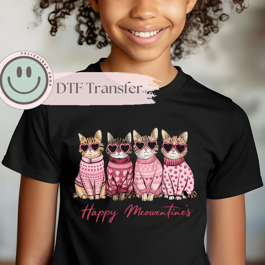 Kids Happy Meowentines V Day DTF Print