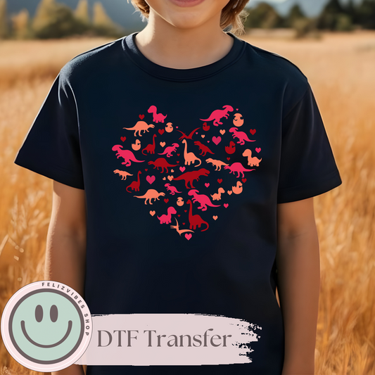 Dinos Heart Kids DTF Print