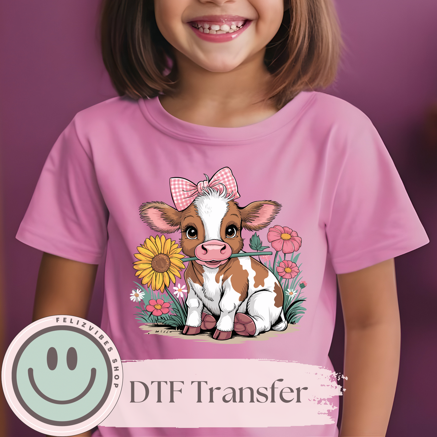 Cute Cow Kids DTF Print