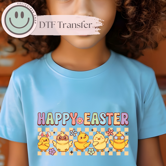 Happy Easter Chicks Kids DTF Print