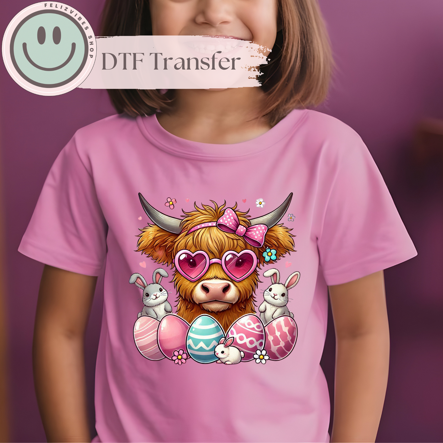 Cow Easter Kids DTF Print