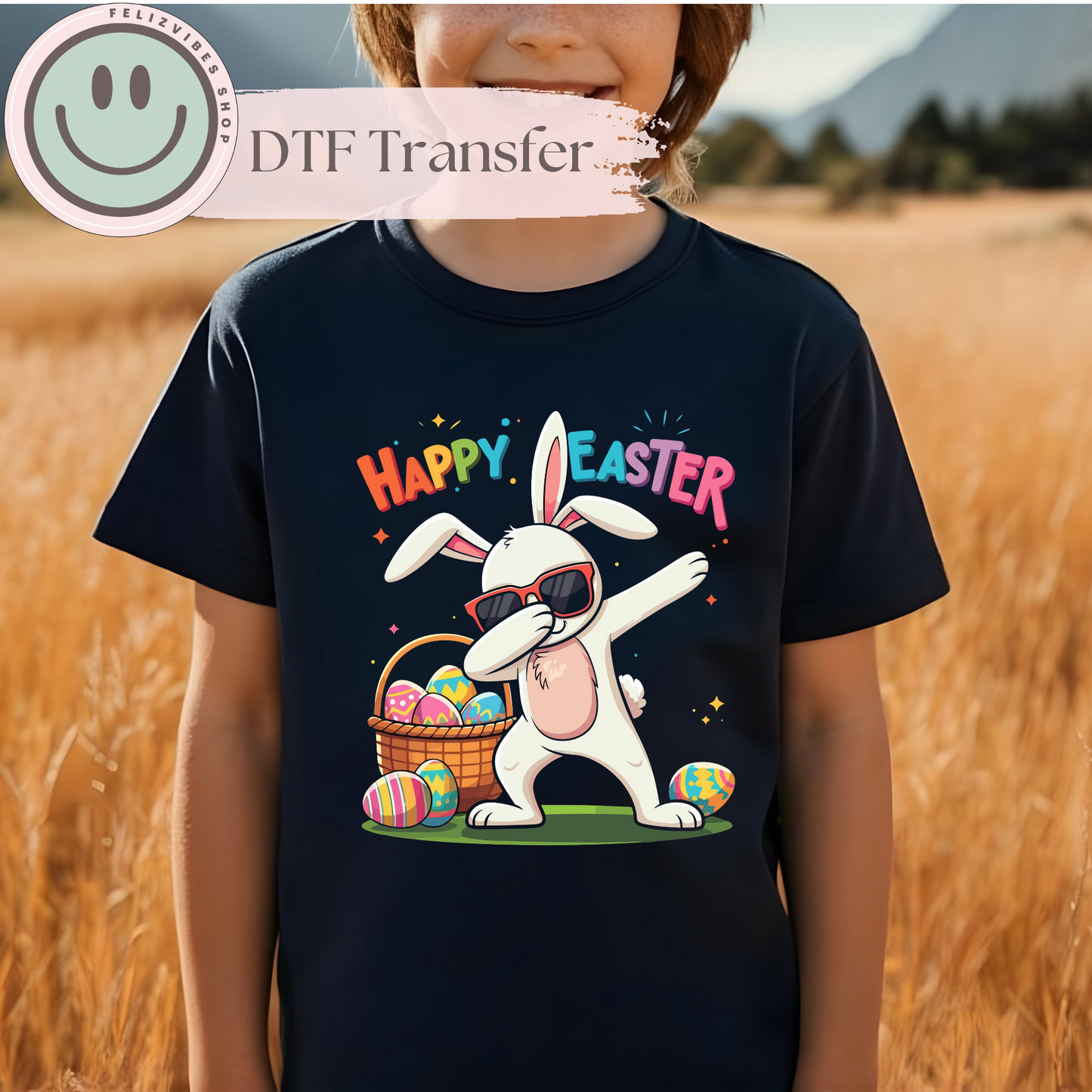 Happy Easter Bunny Kids DTF Print