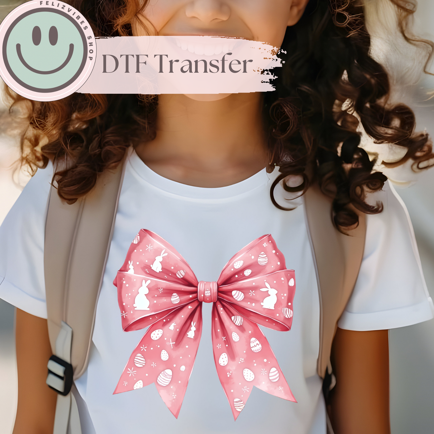 Pink Easter Bow Kids DTF Print