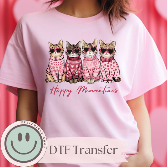 Happy Meowentines Cat V Day DTF Print