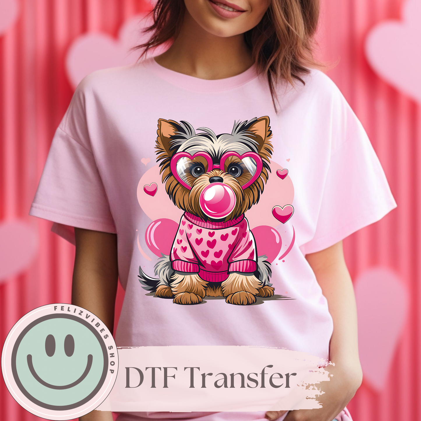 Yorkie V Day DTF Print