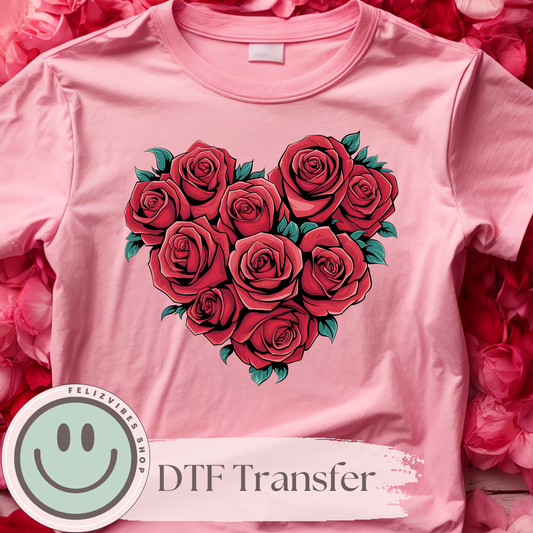 Roses Heart V Day DTF Print