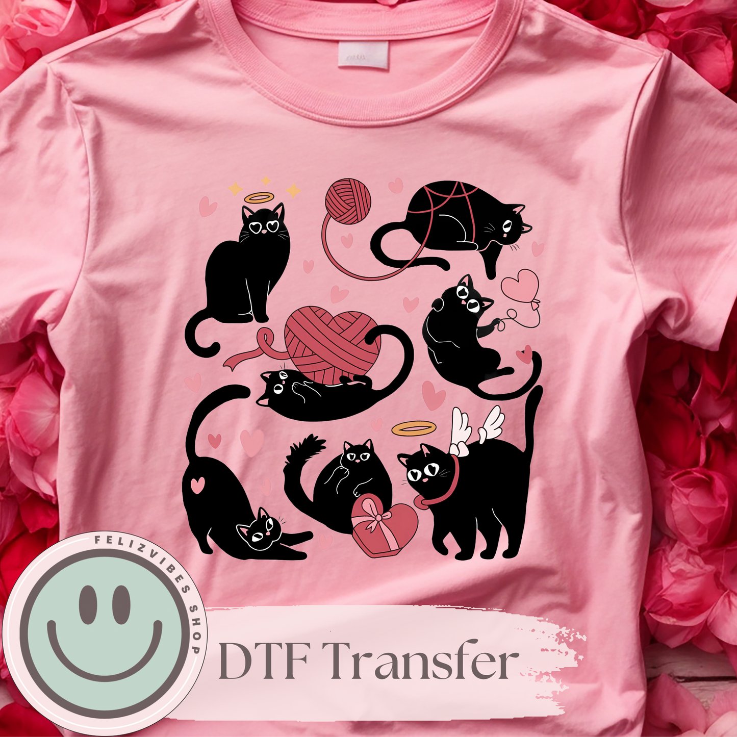 Black Cats V Day DTF Print