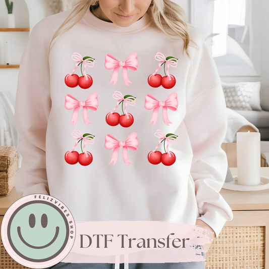 Cherries and Bows Coquette DTF Print