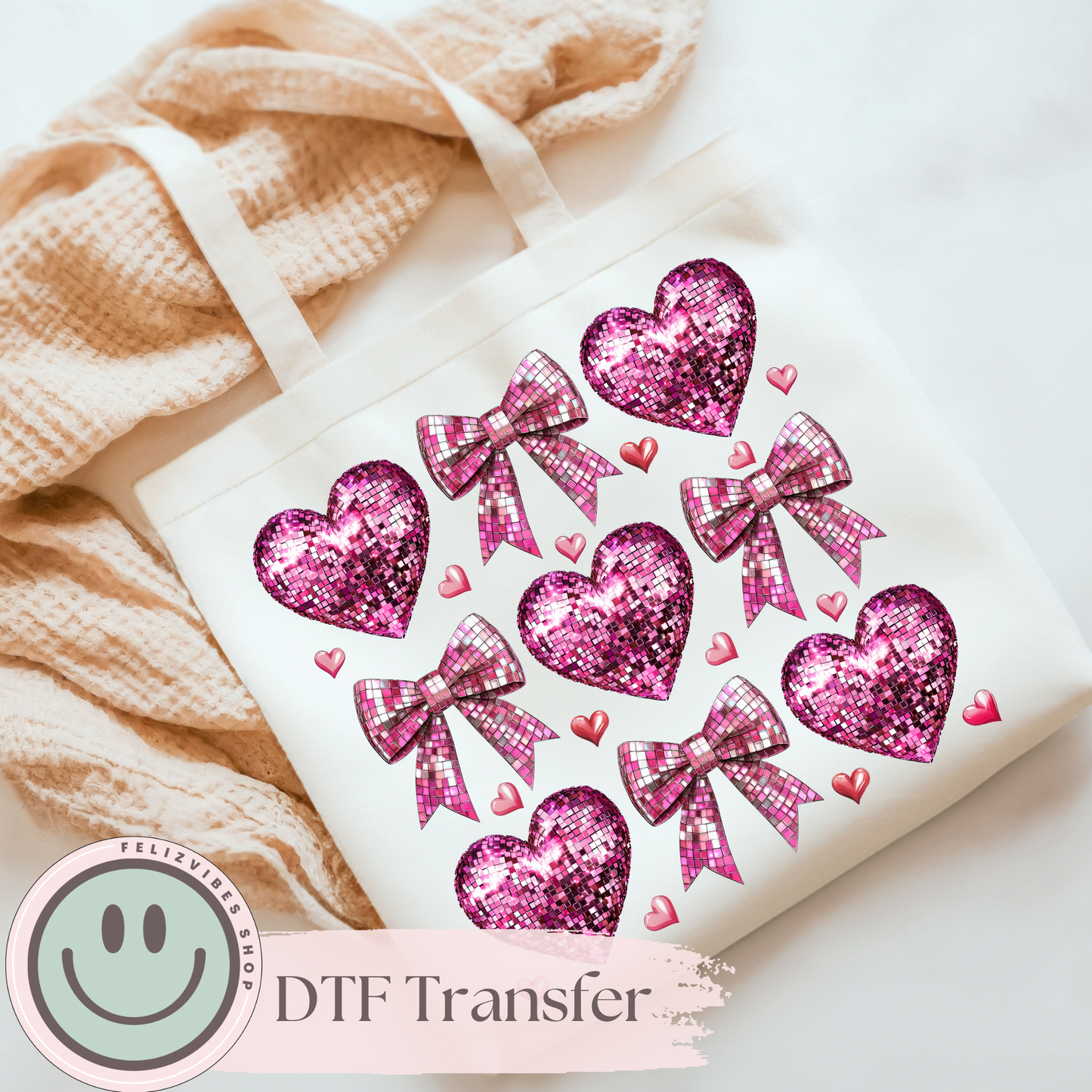 Disco Hearts V Day DTF Print