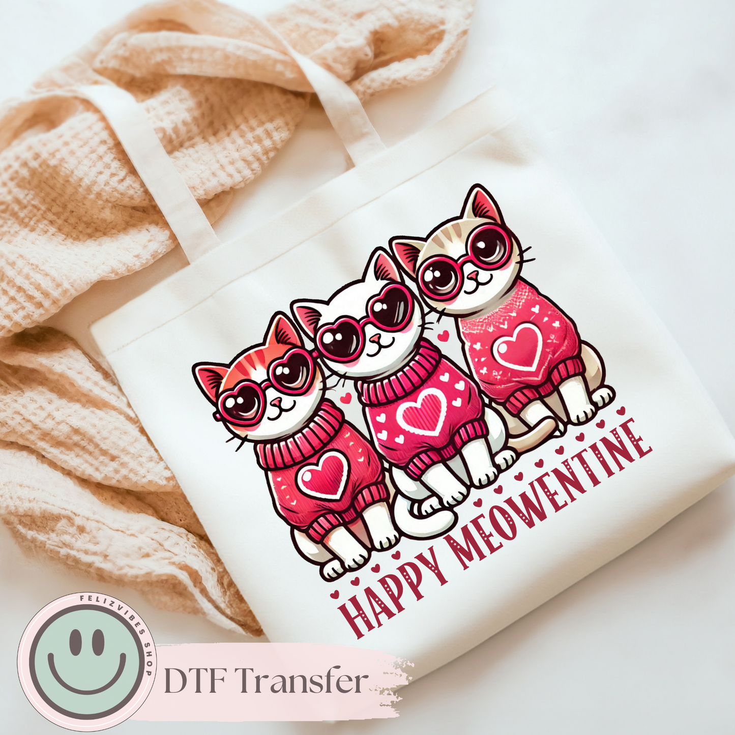 Happy Cat V Day DTF Print