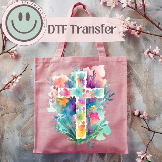 Floral Cross DTF Print