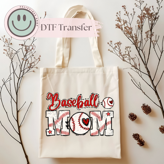 Baseball Mom Red and White DTF Print (11 inches)