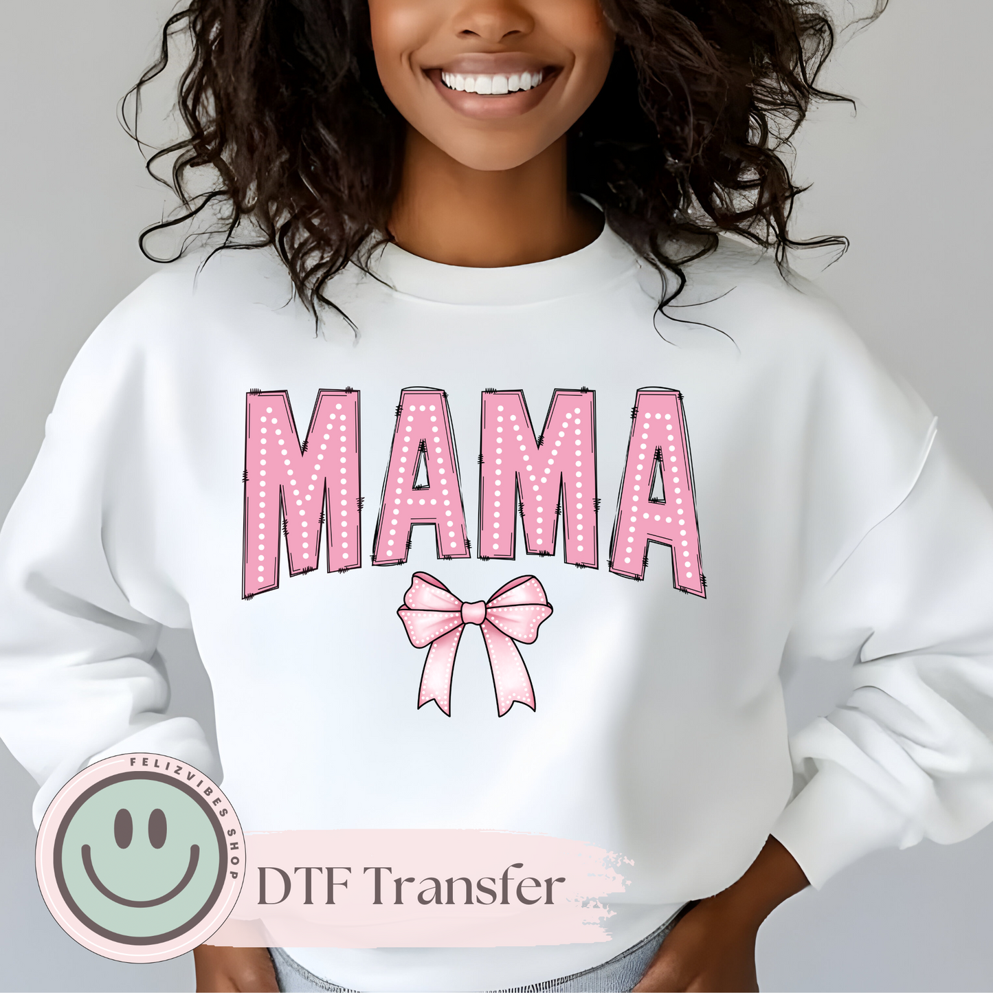 Mama Pink Coquette Bows DTF Print