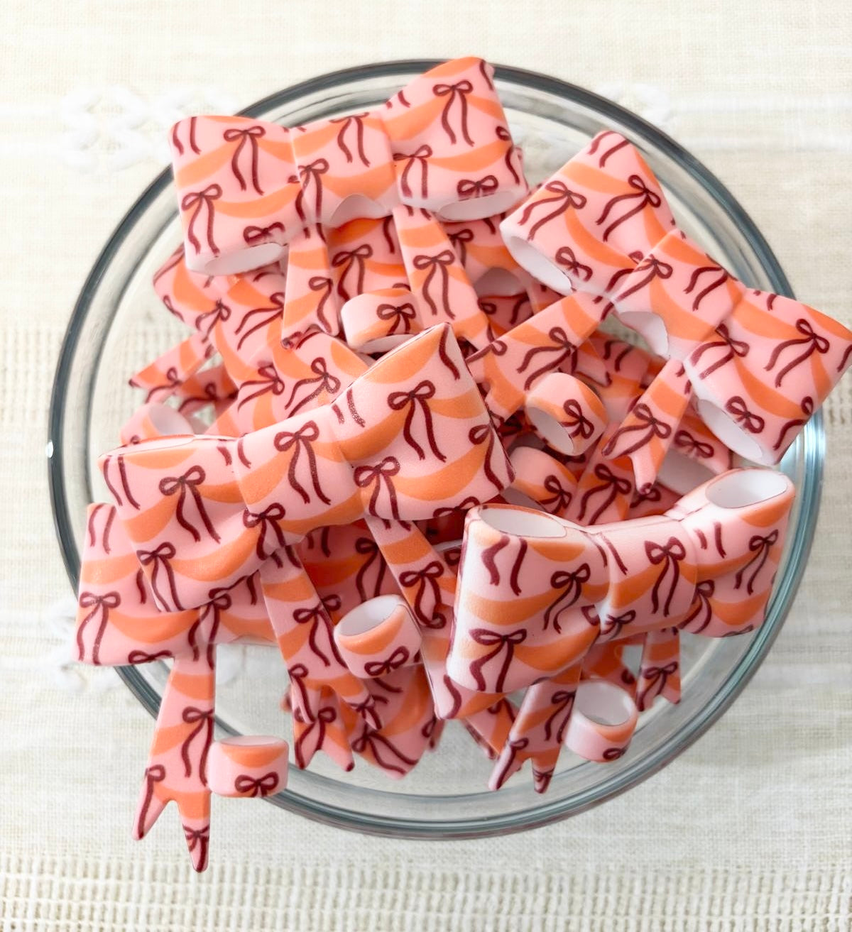 Red Bows Silicone Bow Straw Topper