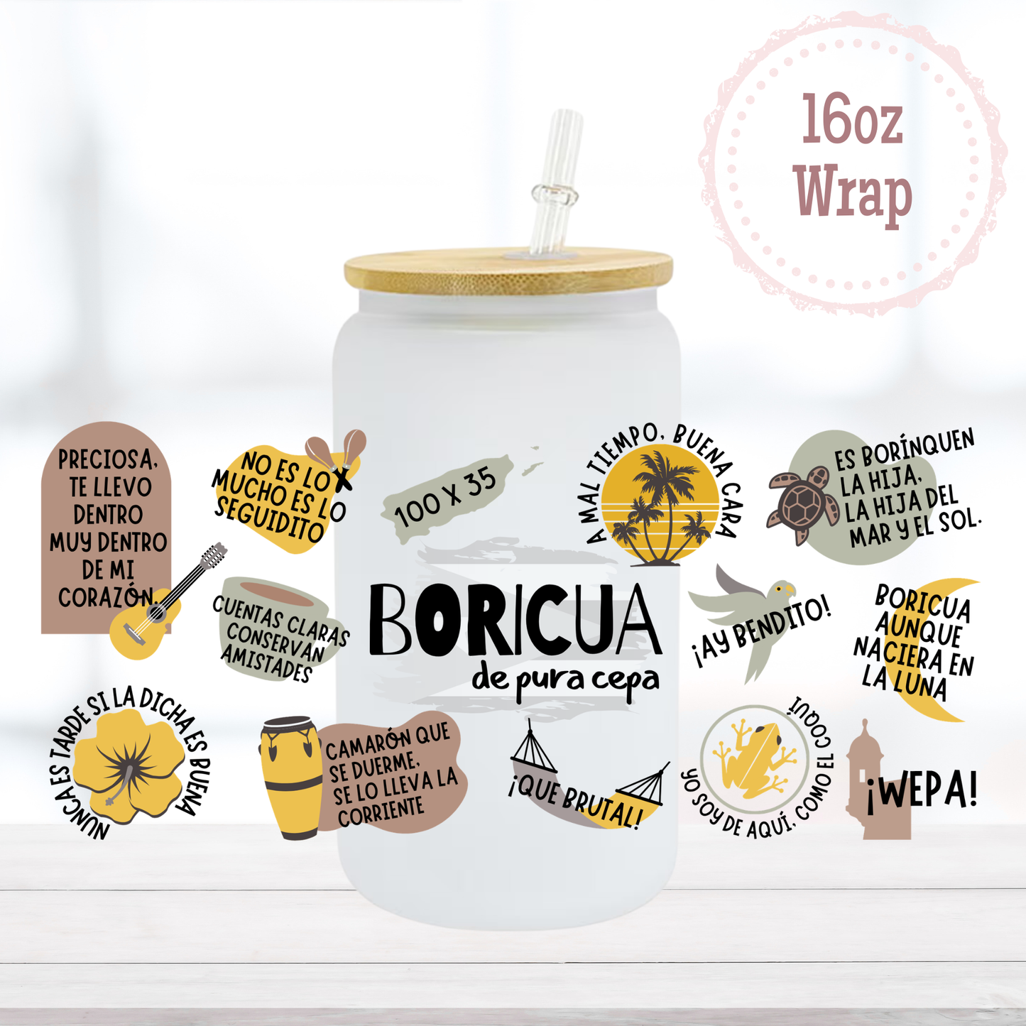 Yo Soy Boricua 16oz UVDTF Cup Wrap