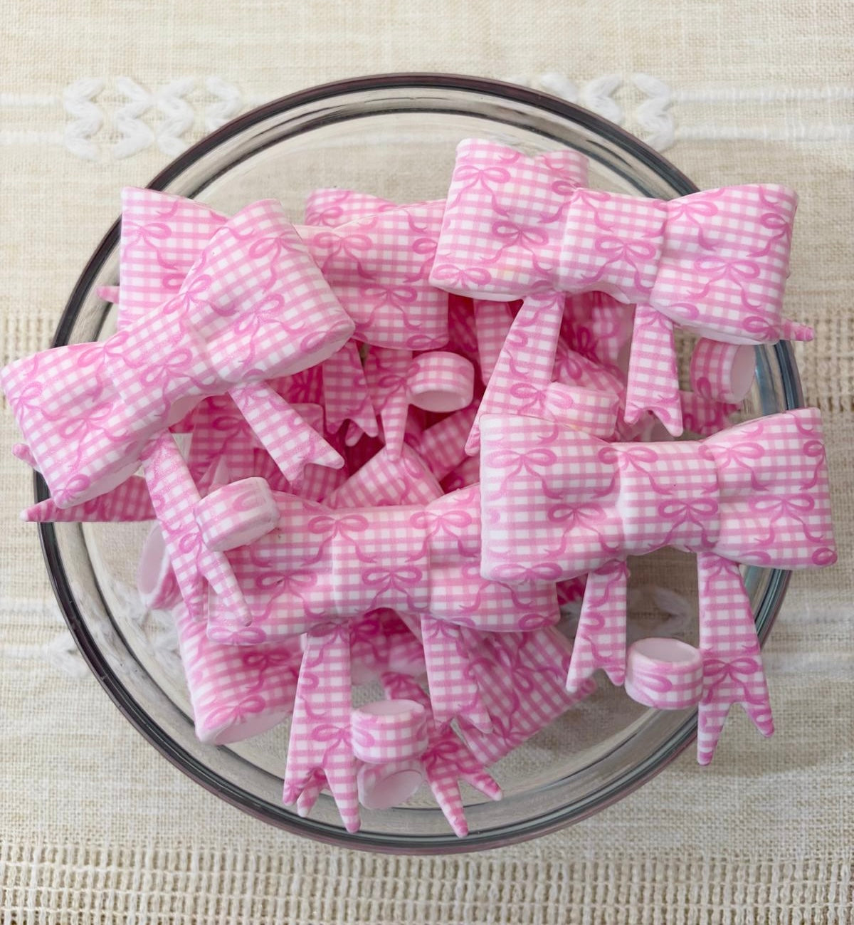 Pink Bows Silicone Bow Straw Topper