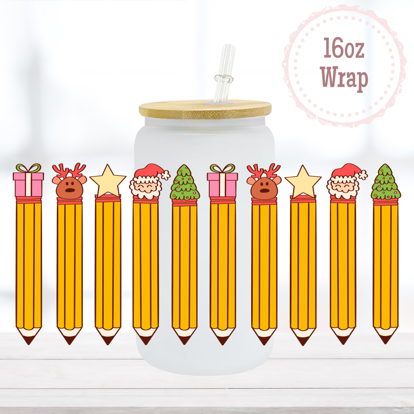Christmas Pencils 16oz UVDTF Cup Wrap