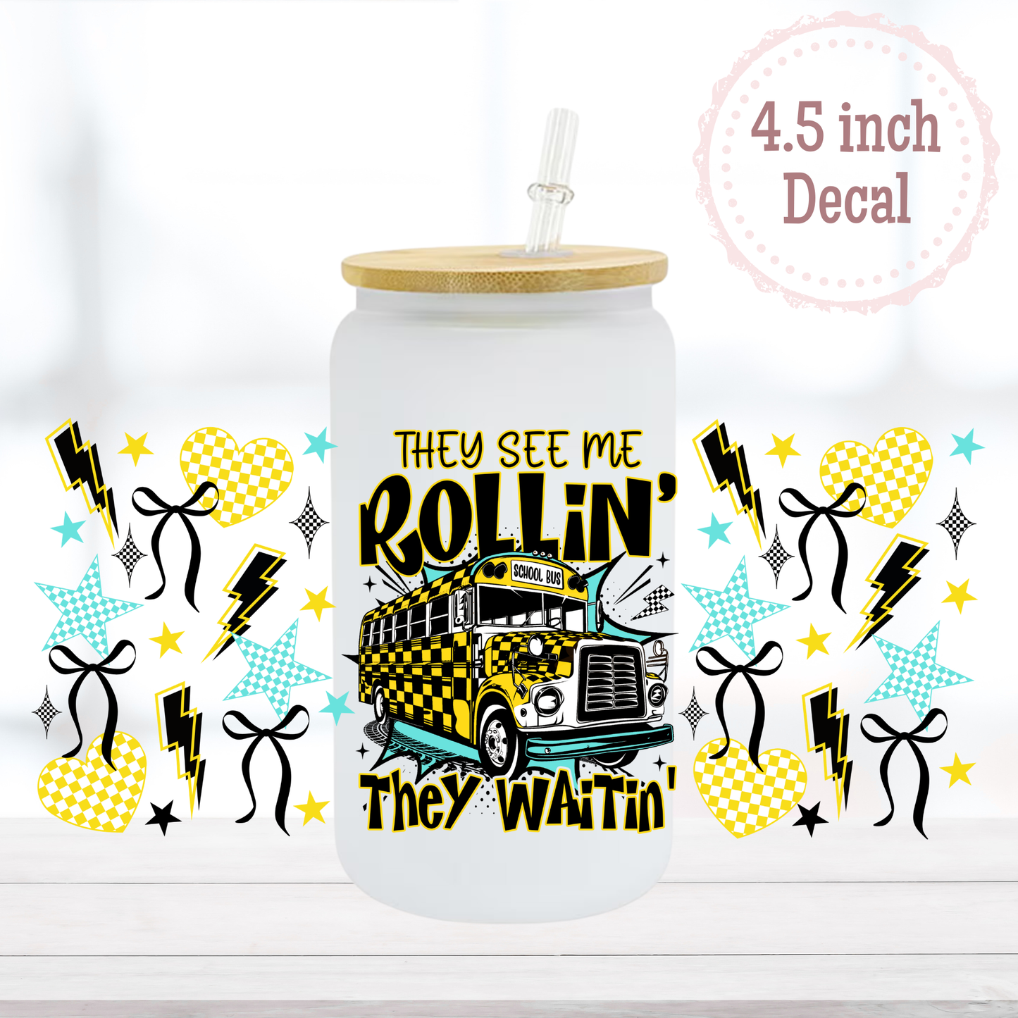 Rollin School Bus 16oz UVDTF Cup Wrap