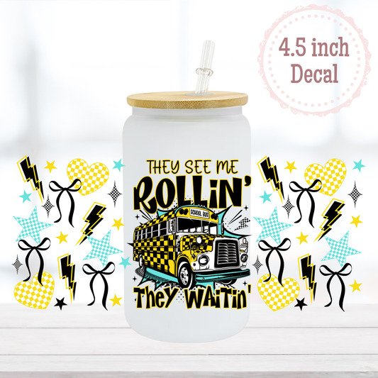 Rollin School Bus 16oz UVDTF Cup Wrap